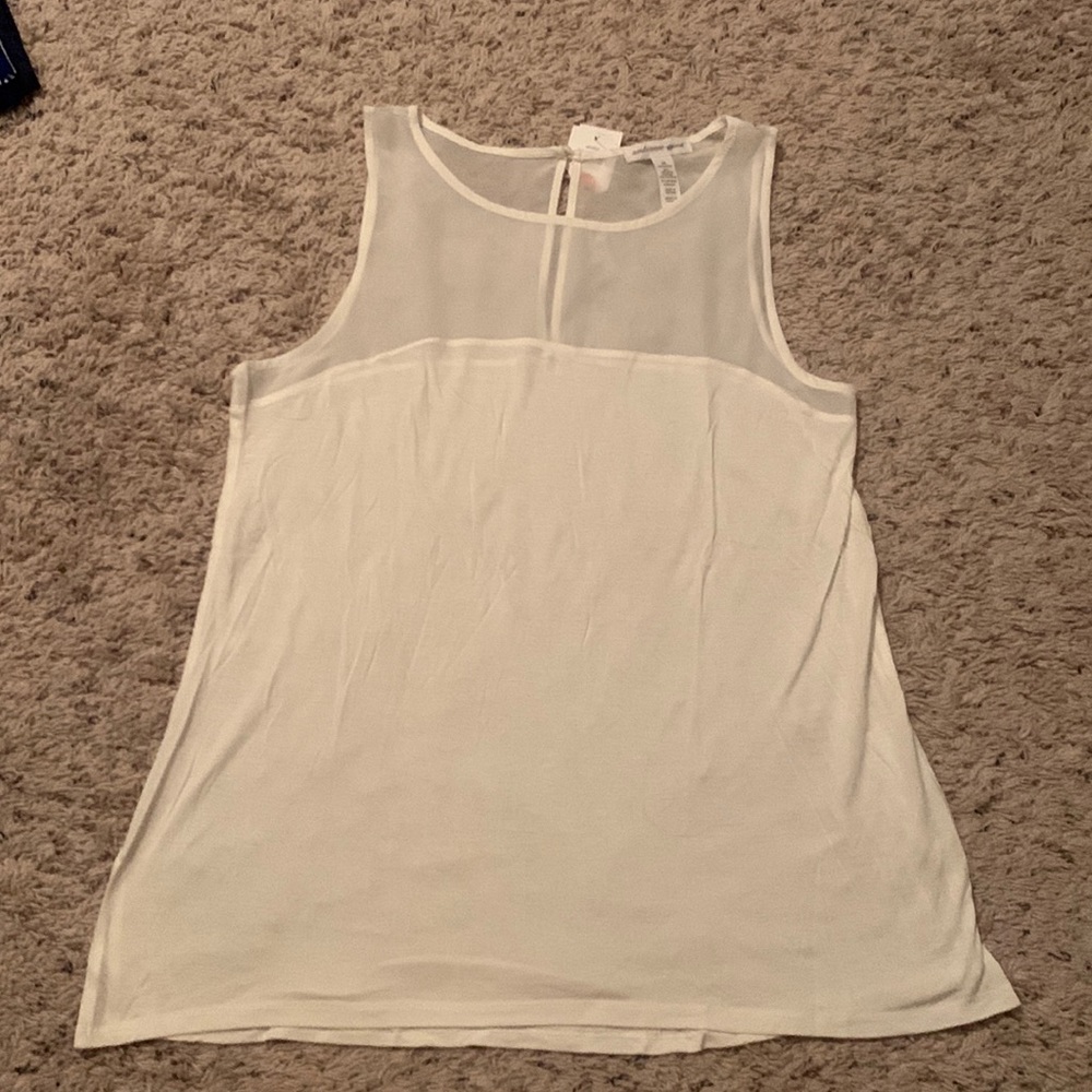White Half mesh tank top